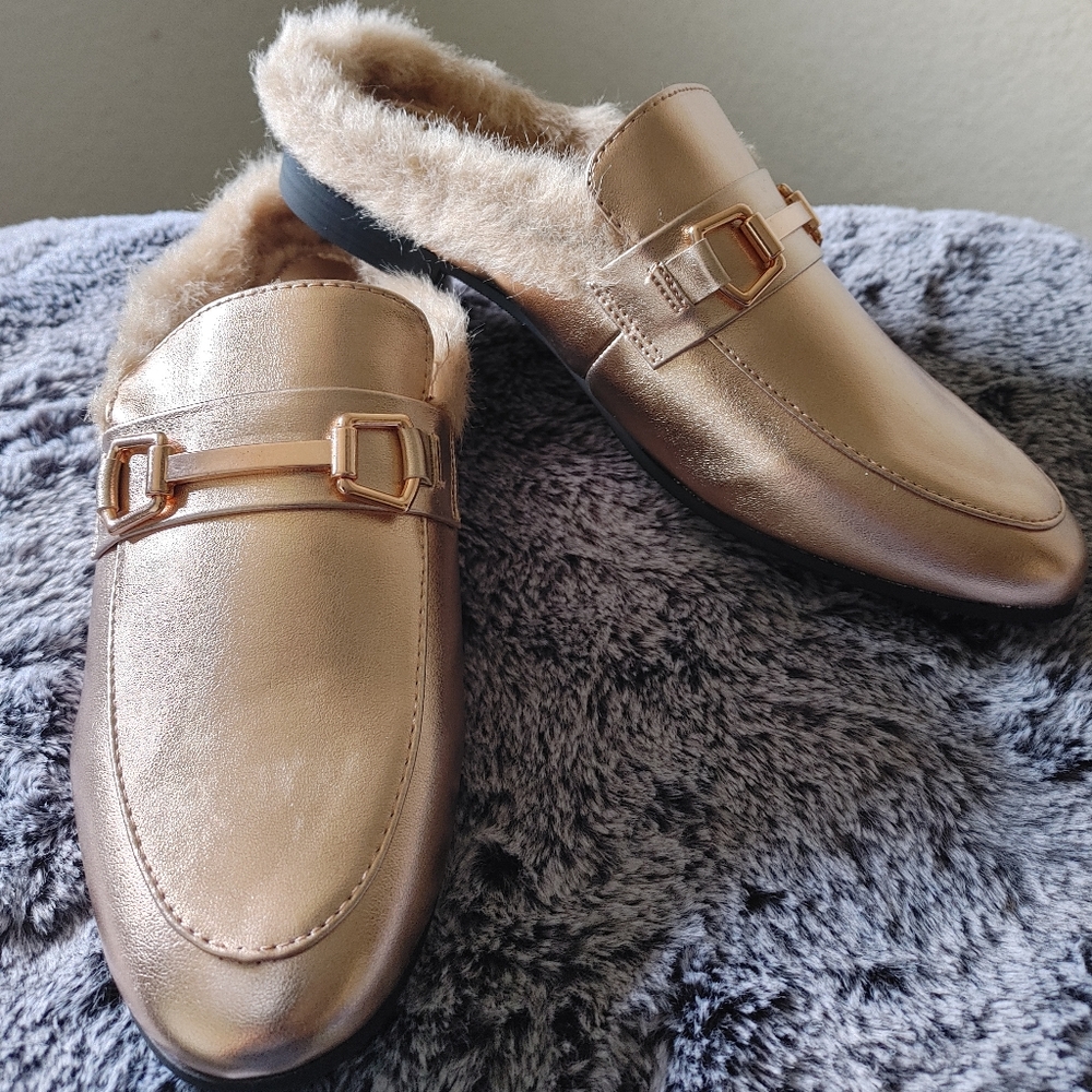 Paprika Gold W/ Faux Fur Penny loafers